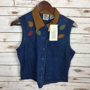 Lemon Grass Sport Women’s M Fall Leaves Jean Vest